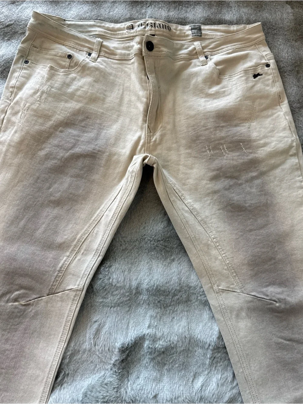 A.Tiziano Men’s Tan/Gray Straight Leg Jeans Size 44x35-0439